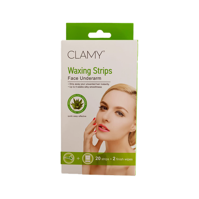 Clamy Face or Underarm Waxing Strips 20 pcs (ALOE VERA)