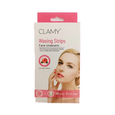 Clamy Face or Underarm Waxing Strips 20 pcs (ROSE)