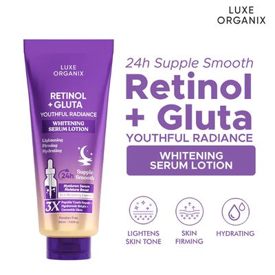 Luxe Organix Retinol + Gluta Whitening Serum Lotion 350ml (Youthful Radiance)