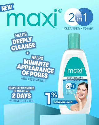 Maxi Pimple Clearing 1% Salicyilic Acid 2in1 Cleanser Toner 135ml