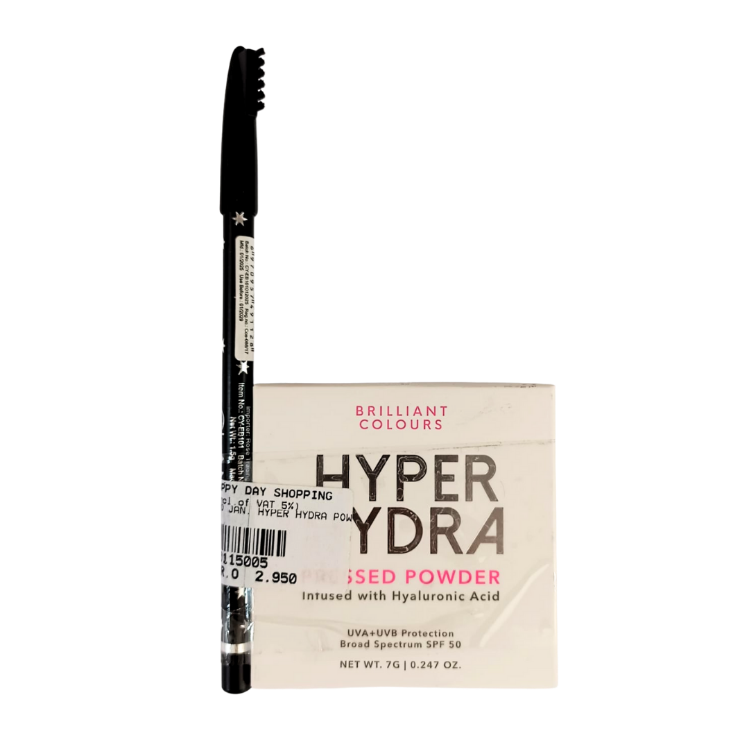 PROMO - Briliant Pressed Powder (Universal)  + Clamy Eyebrow Pencil 2