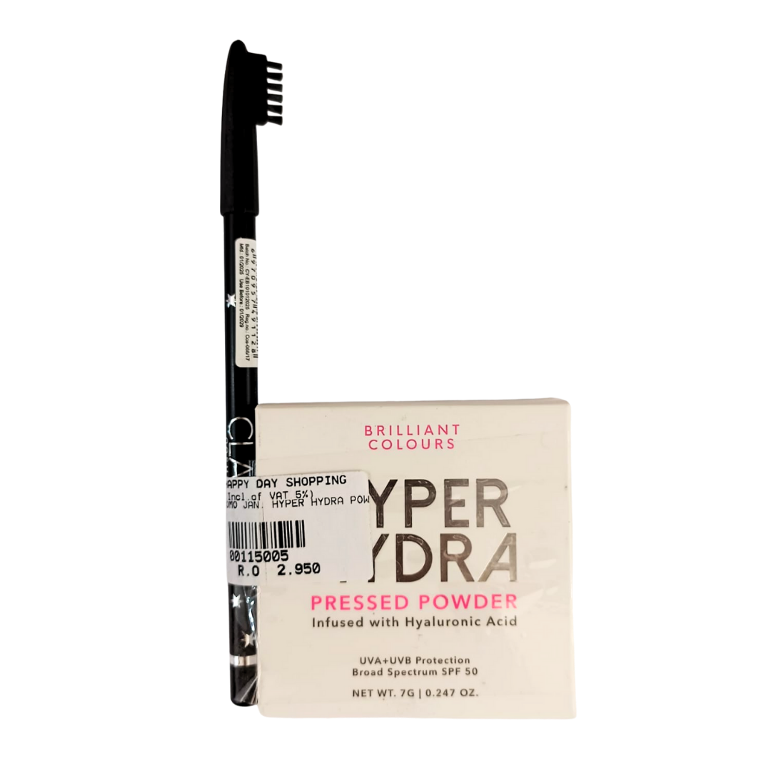 PROMO - Briliant Pressed Powder (Warm)  + Clamy Eyebrow Pencil 2