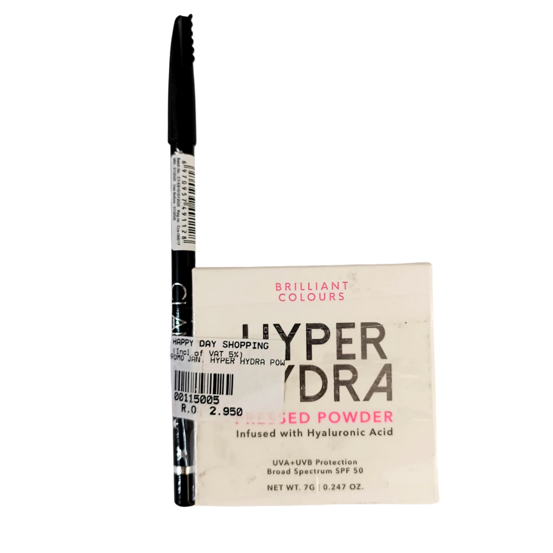 PROMO - Briliant Pressed Powder (Natural)  + Clamy Eyebrow Pencil 2