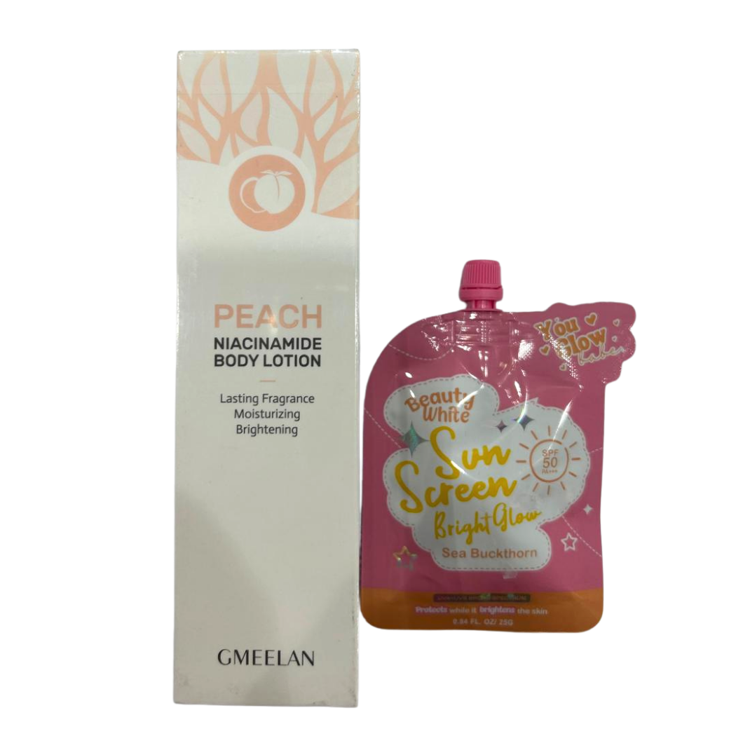 PROMO - Beauty White Sunscreen + Gmeelan Peach Niacinamide Lotion