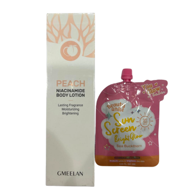 PROMO - Beauty White Sunscreen + Gmeelan Peach Niacinamide Lotion