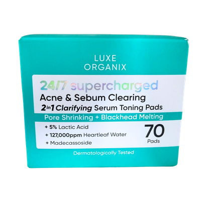 Luxe Organix 24-7 Scne &amp; Sebum Clearing 2in1 Claryfying Serum Toning Pads (70 Pads)^^