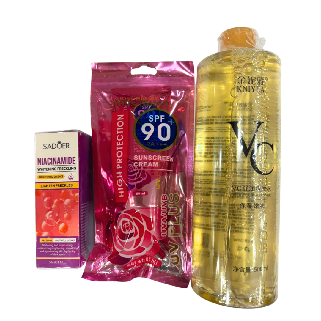 PROMO - Sadoer Niacinamide Serum + Kiss Beauty Sunscreen + Vc Toner