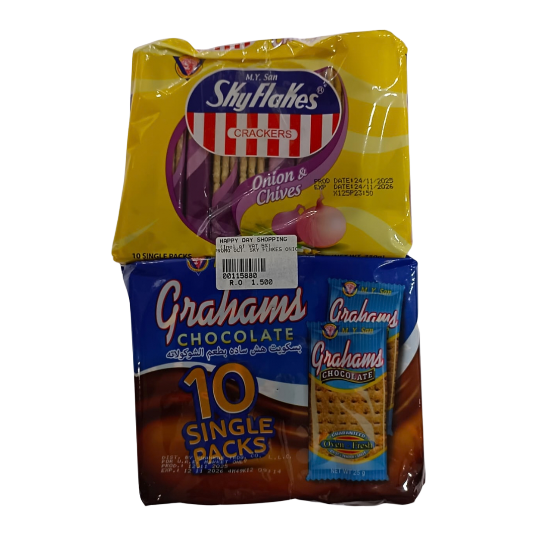 PROMO -  Skyflakes Onion &amp; Chives + Graham Chocolate