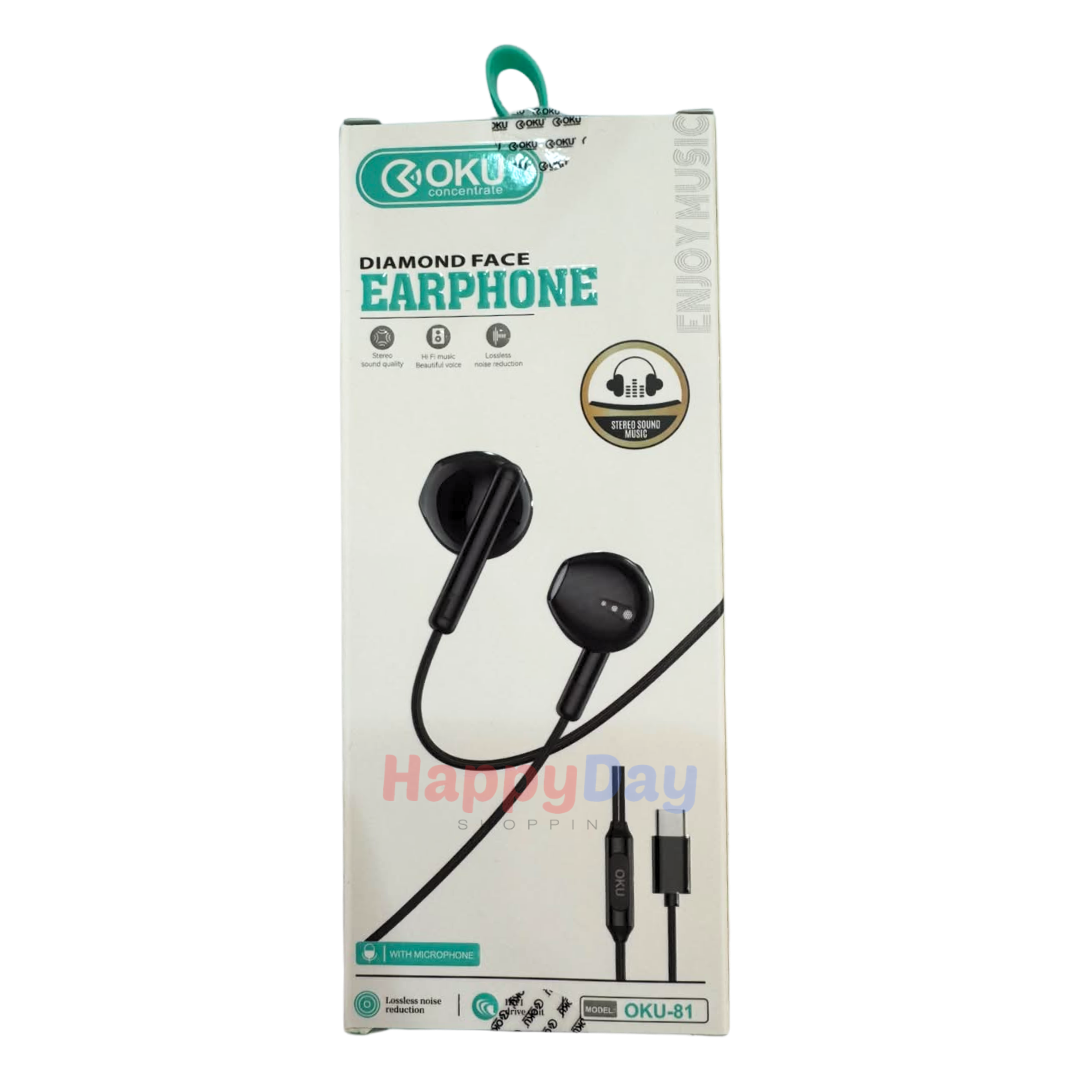 OKU Earphones Diamond Face - Black