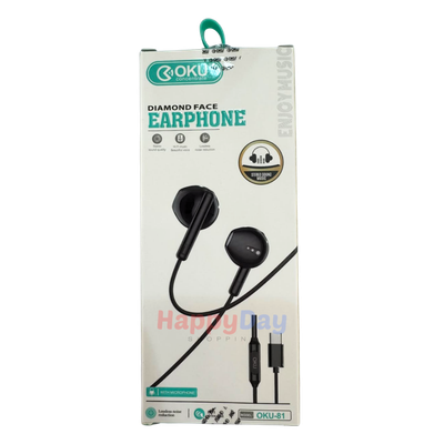 OKU Earphones Diamond Face - Black