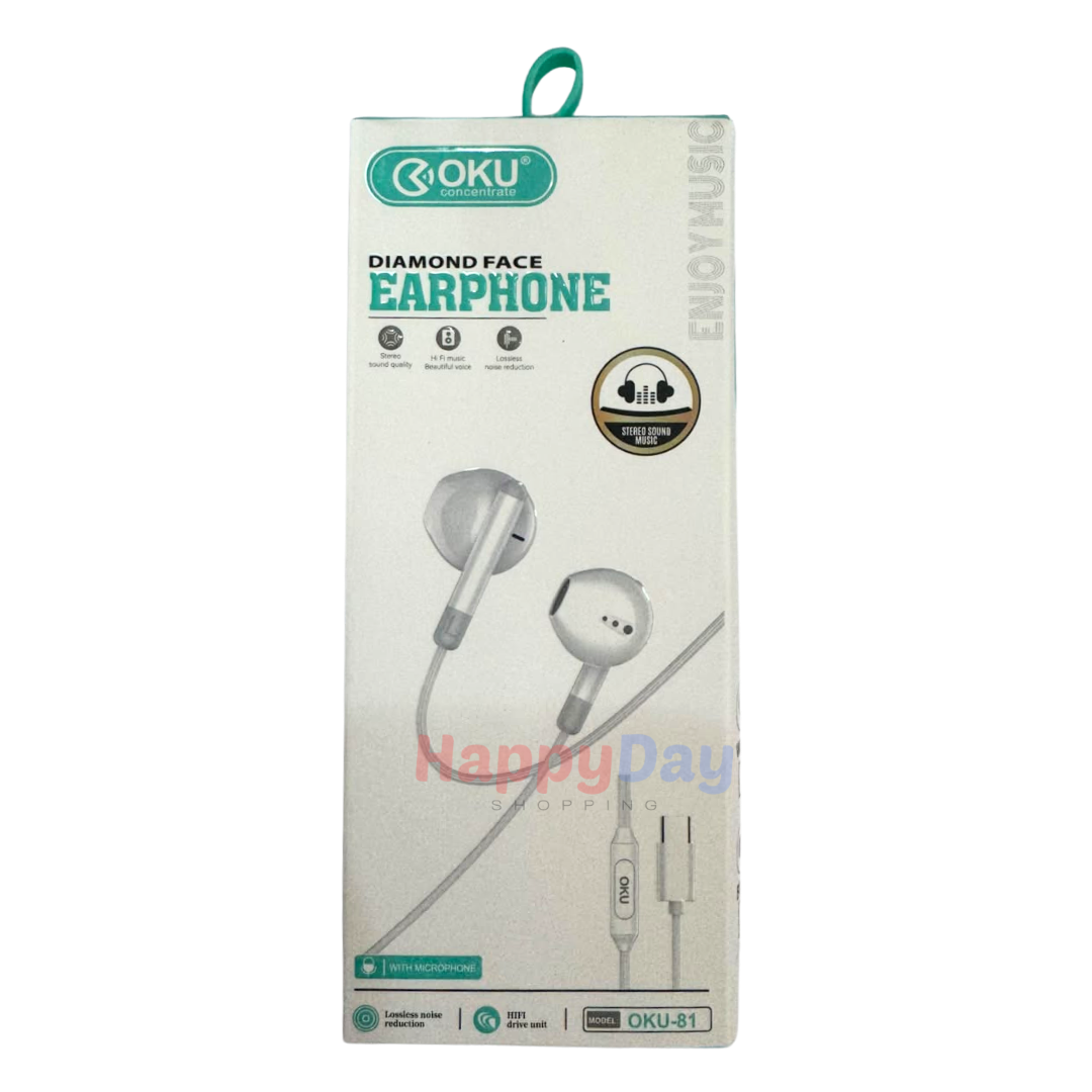 OKU Earphones Diamond Face - White