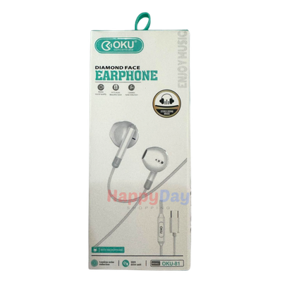 OKU Earphones Diamond Face - White