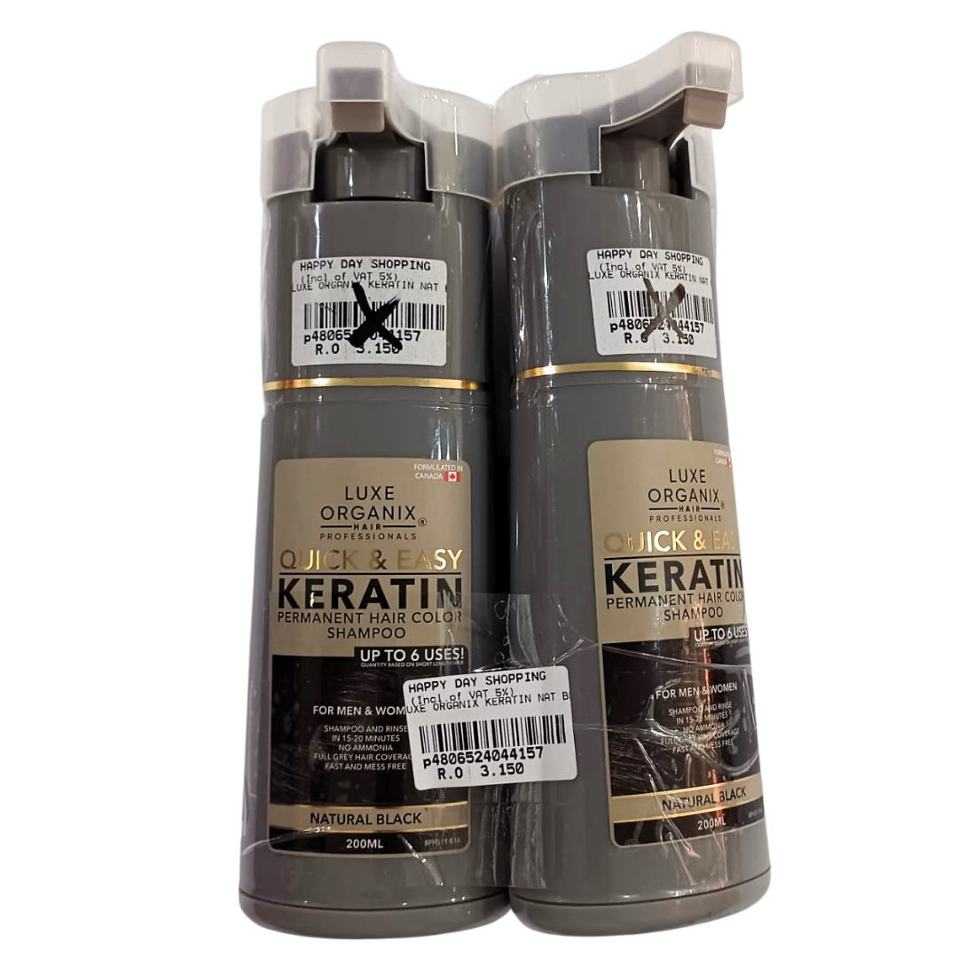 PROMO - Luxe Organix Keratin Hair Color Shampoo - Black x2