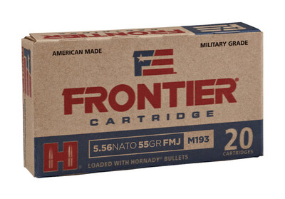 Frontier Cartridge Military Grade Ammunition 5.56x45mm NATO XM193 55 Grain Hornady Full Metal Jacket Boat Tail