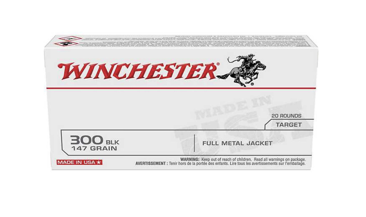 Winchester USA .300 Blackout 147-Grain Full Metal Jacket Ammunition - 20 Rounds