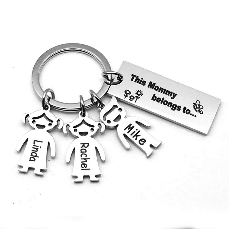 Stainless Steel Boy Girl Cartoon Doll Keychain DIY Custom Keychain