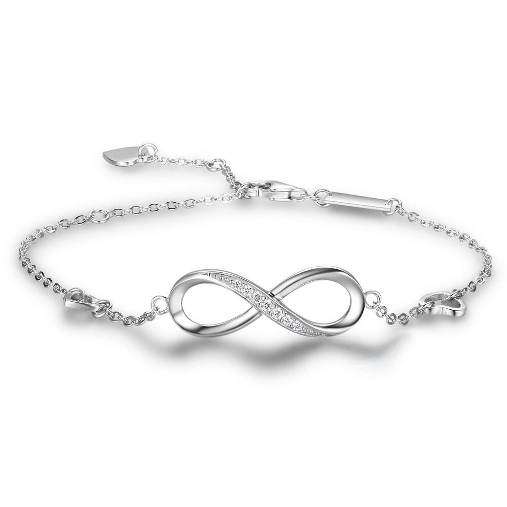 Infinite Love 925 Sterling Silver Bracelets For Women Wedding Adjustable Bracelets &amp; Bangles Anniversary Gift Jewel
