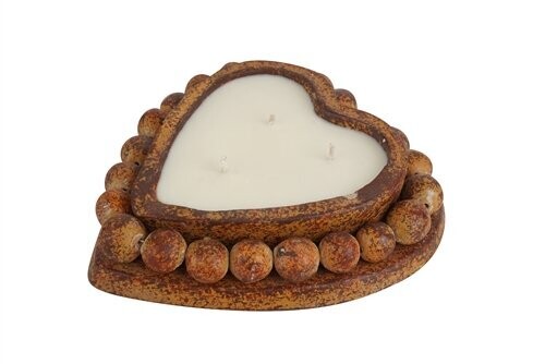 CLEARANCE-Beading Heart-Candle Pour-9x10 inches-Clay Candle Vessel-RED-Only $10 Each