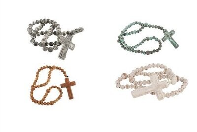 Clay Rosary Beads-Medium-Handmade-Hand Painted-33 inches