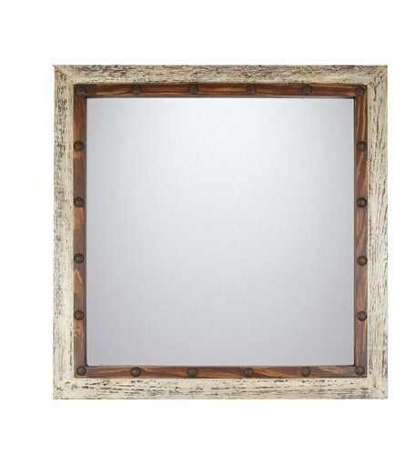 High Sierra Wood Mirror-Brown & White-30x30 inches