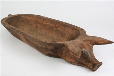 Pig Wooden Serving Platter Dough Bowl-Waxed