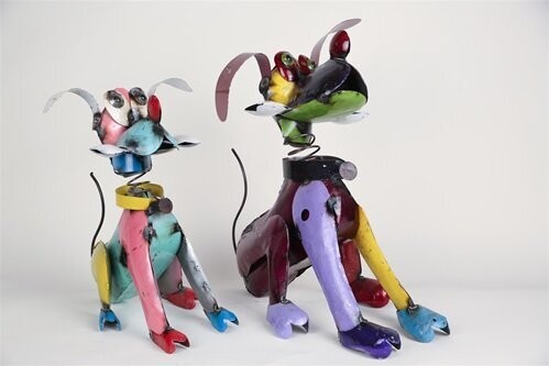 Colorful Metal Pluto Dog-Garden-Yard Art-Two Sizes-Pluto Dog