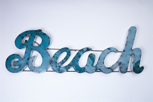 Beach Metal Sign-Handmade-Beach Sign Small-37x13 inches