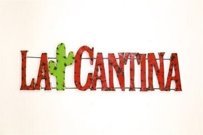 La Cantina Metal Sign-Cactus-Hanmdade-Bar-Restaurant-43x14 inches