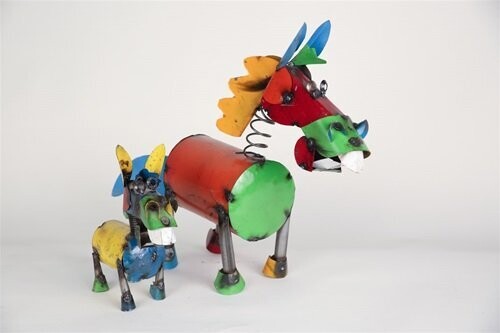 Colorful  Metal Springy Donkey-Garden Decor-Yard Art-Two Sizes