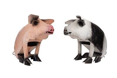 Metal Sitting Pig-Garden Decor-Handmade-Farmhouse