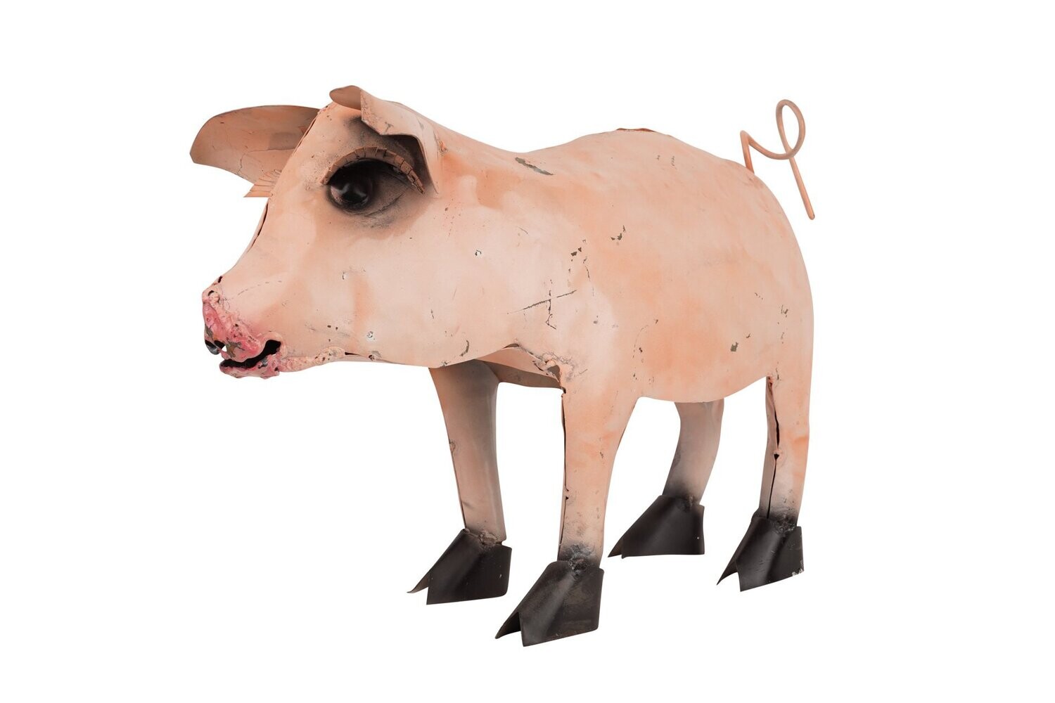 Metal Standing Pig-Garden Decor-Handmade-Farmhouse, COLOR: Pink