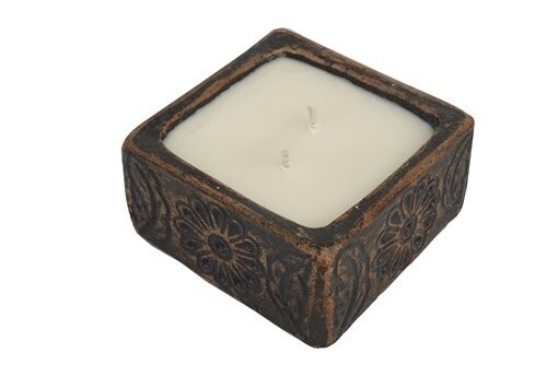 Bohemian Flower Clay Candle Vessel-5x5 inches-Four Colors