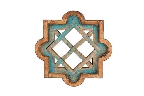 Crossroads Wall Decor Window-16x16 inches-Small, Colors: Turquoise