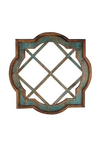 Crossroads Wall Decor Window-28x28 inches-Large, Colors: Turquoise