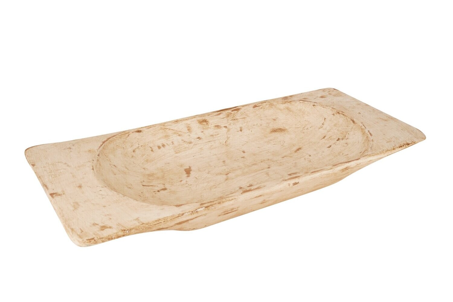 Eurostyle Deep Dough Bowl-Primitive-Farmhouse-Carved-12x26 inches, Colors: Antiqued White