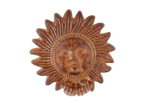 Handy Sun-Bird Feeder Clay Sun-10 inches-Hand Painted-Garden Wall Decor, Colors: Red