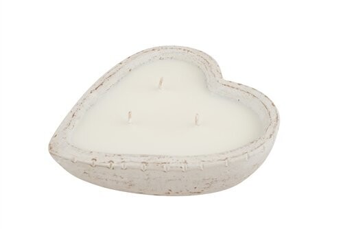 Simple Heart-Candle Ready-Clay Candle Vessel-Three Color Choices, Colors: White