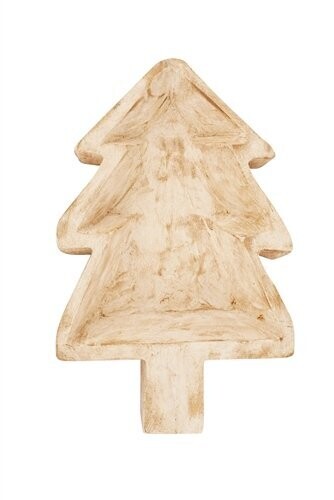 Pine Tree-Small-Dough Bowl-Farmhouse-Candle Ready-6x10 inches-Small, Colors: Antiqued White