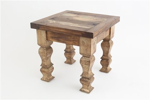 Rustic Old Door End Table-18x18x17, Colors: Antique White