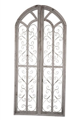 Saint Francis Decorative Windows-Pair-Farmhouse-Five Colors, Colors: Gray