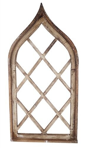 Vienna Farmhouse Wall Decor Window-17x34 inches, Colors: Antiqued White