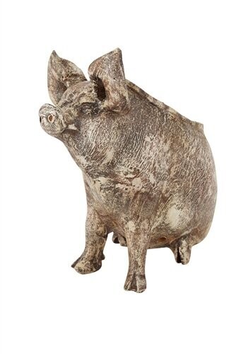 Wilber Clay Pig Planter-Garden-So Cute-Handmade-3 Color Choices, Colors: White