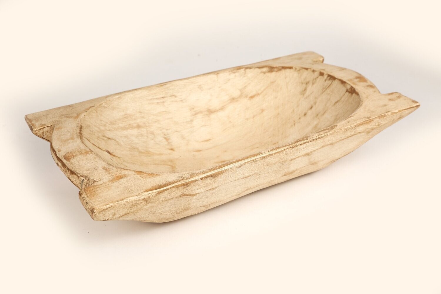 Eurotrenchy Rustic Wooden Dough Bowl-Baby Prop-10x19 inch-SALE, COLOR: Antiqued White