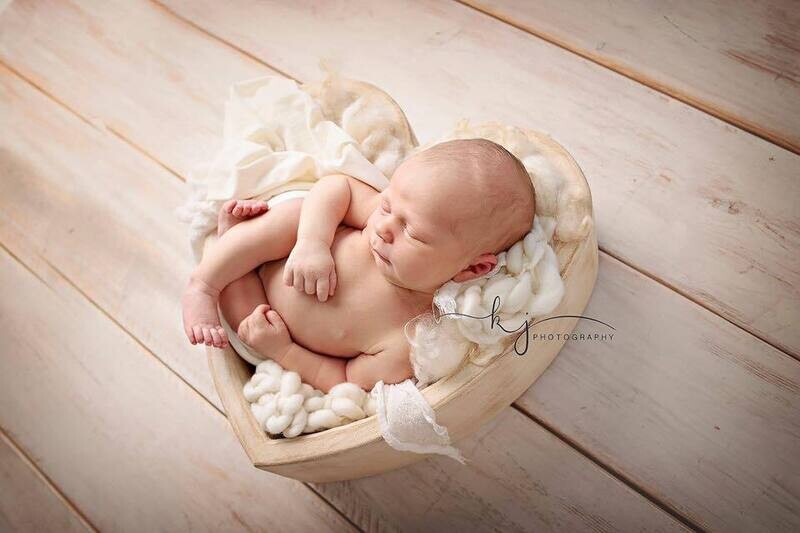 Heart Wood Dough Bowl-Handmade-Newborn Prop-Two Sizes