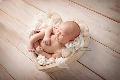 Heart Wood Dough Bowl-Handmade-Newborn Prop-Two Sizes