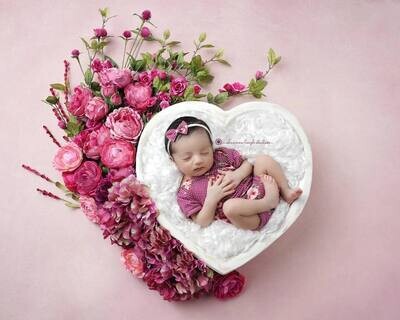 Heart Carved Dough Bowl-Newborn Prop-Hand Carved-Two Sizes