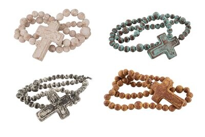 Clay Rosary Beads-Large-Handmade-Hand Painted-44 inches