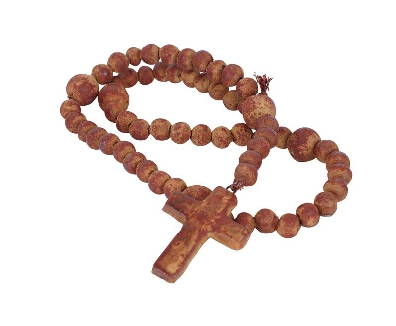 Clay Rosary Beads-Small-Handmade-Hand Painted-22 inches, Colors: Red