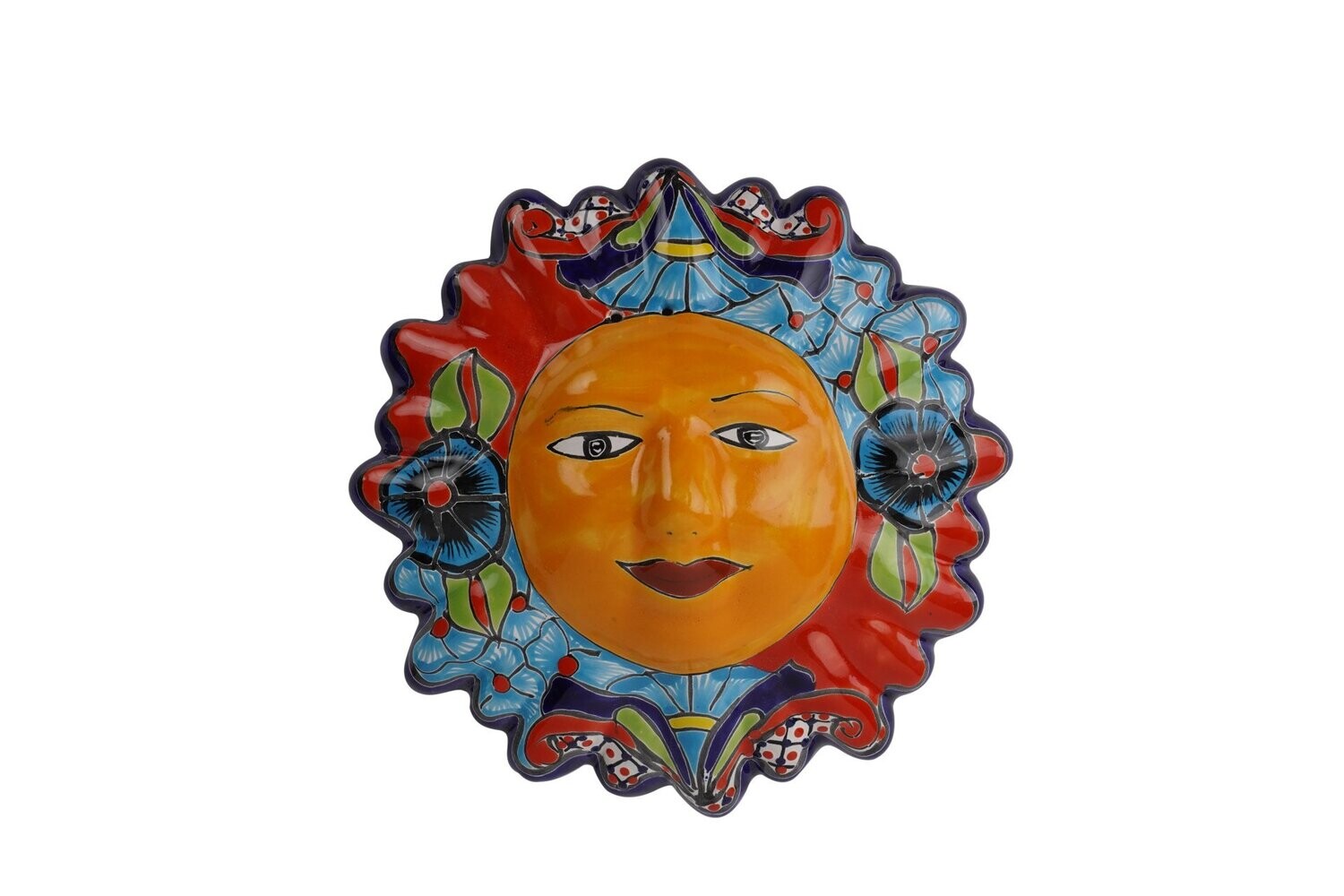 Talavera Colorful Ceramic Wall Sun-Hand Painted-Garden-Wall-12x12x3 inches