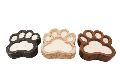Dog Paw Bowl-9 x 9 x 2.5 inches-Wood-Rustic-Handmade-Candle Pour-Carved-Exclusive Design-Dog Paw Bowl